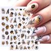 3D Flowers Leaves Nail Stickers Decals Gold Black Bronzing Flowers Gradient Adhesive Sticker Nail Design Art Decorations