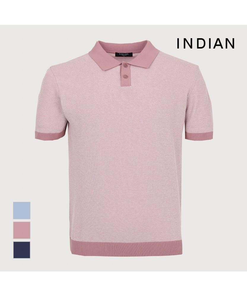 INDIAN Cooling Polyester Blend Color Block Polo Knit_Miubs4M2381