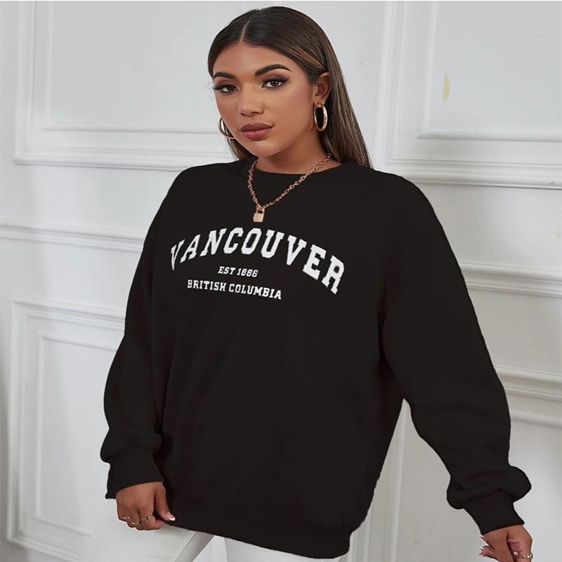 Vancouver Est 1886 Британская Колумбия с буквенным принтом, женская толстовка для творчества, винтажный уличный пуловер с длинными рукавами, женские толстовки