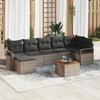 8-Piece Garden Sofa Set with Grey Cushions Synthetic Rattan Acacia, 2-Seater Garden Sofa with Cushions 3347734