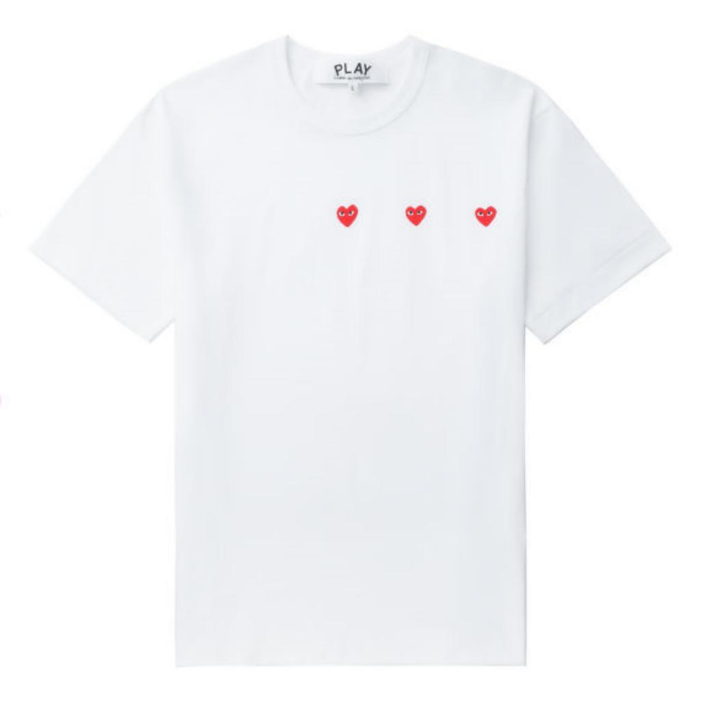 CDG Play T-Shirts Unisex White Crew Neck Moderate CPXTEAZT3370M