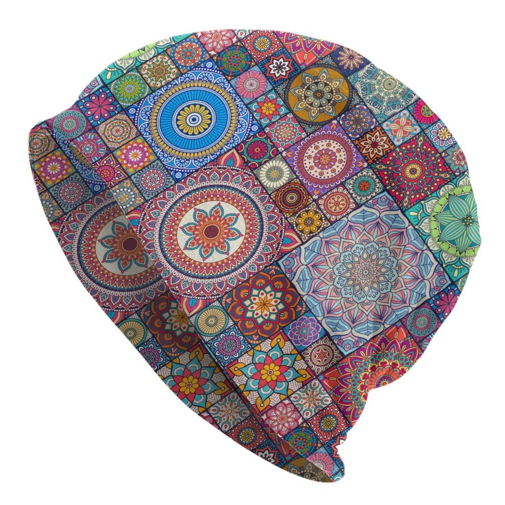 Custom Bohemia Ethnic Unisexdala Flower Pattern Skullies Beanies Caps Winter Warm Women Unisex Knitting Hats Unisex Adult Bonnet Hats