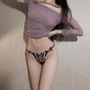 Эротические стринги с открытой промежностью, сексуальное нижнее белье с бабочкой, стринги с вышивкой