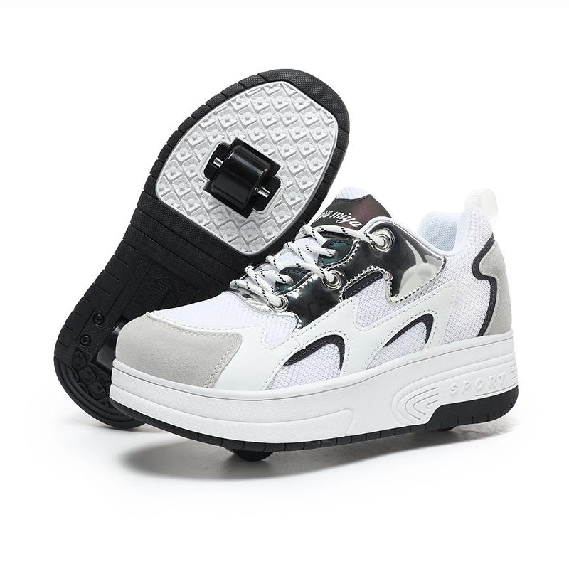 Женские двухколесные роликовые коньки Модные кроссовки для девочек с колесиками Выдвижные Двойного назначения детские Конькобежные Спортивная обувь