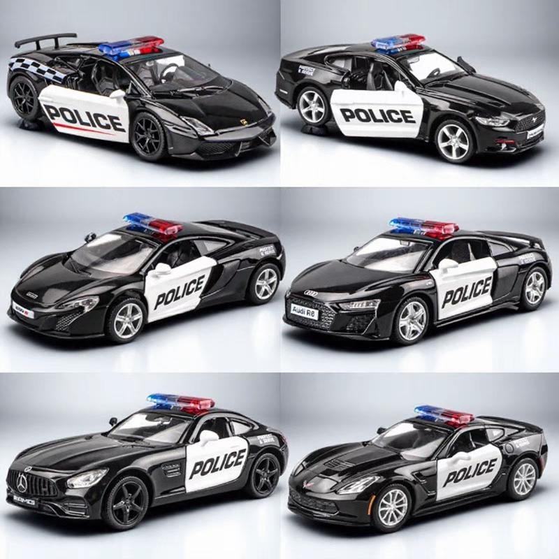 Police Car Series Volkswagen Mercedes Benz Dodge Lamborghini McLaren Ford Chevrolet Corvette Diecasts & Toy Vehicles RMZ City 1:36 Alloy Model