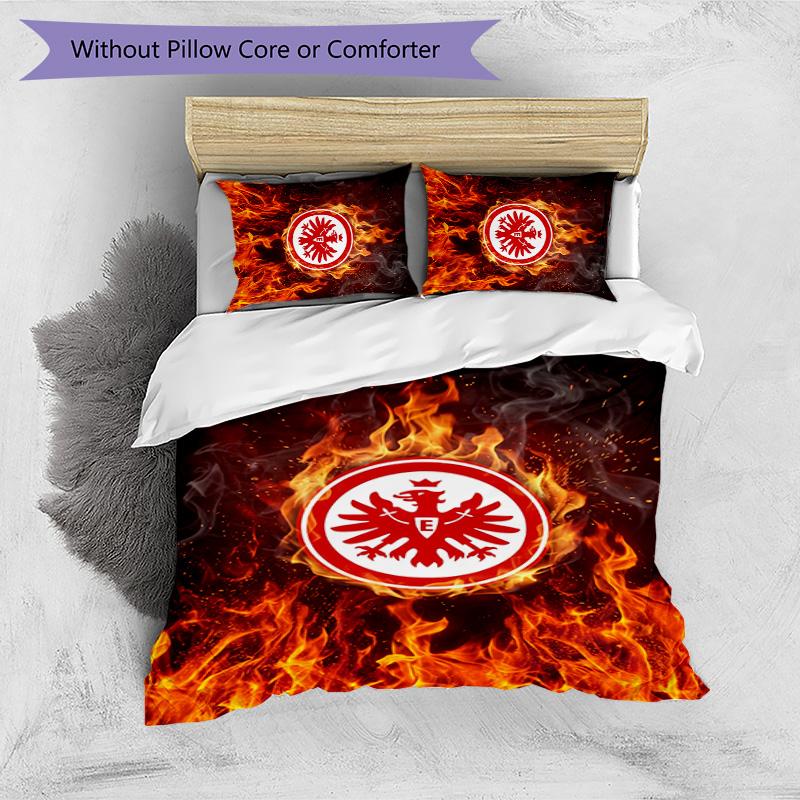 Eintracht Frankfurt Football Printed 3 Pieces Bedding Set, Comfortable Skin Friendly Bedroom Duvet Cover Set