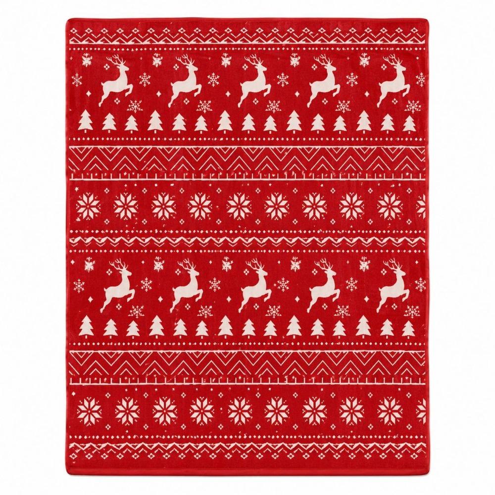 Flannel Single Throw Blanket Santa Claus Snowman Sofa Throw Portable Nap Blanket Holiday