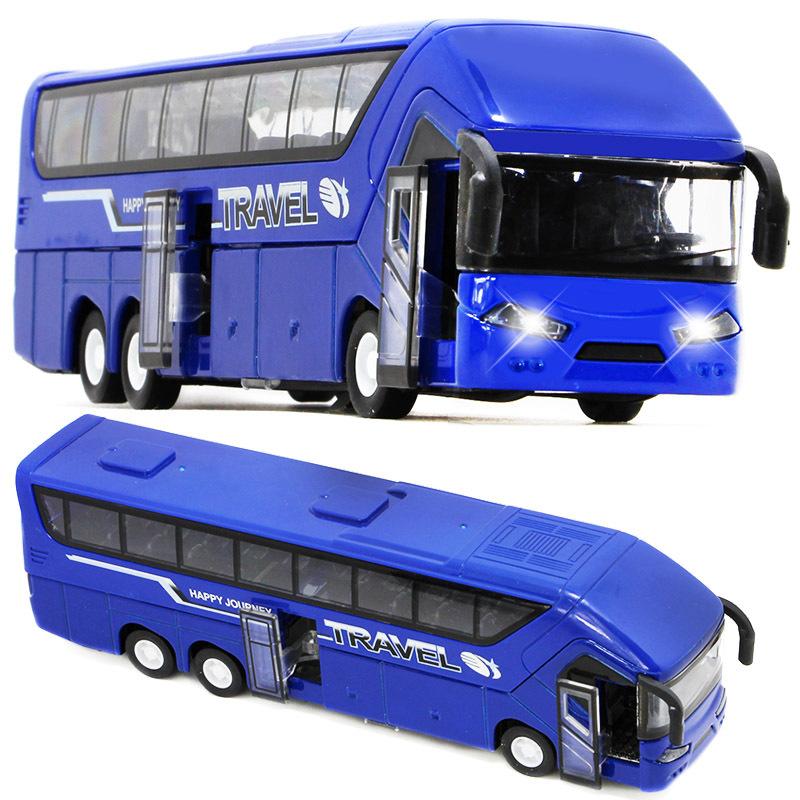 Alloy Huili Big Bus Can Be Opened With Sound And Light Luxury Tour Bus Model 1:50 Children's Toy Car New