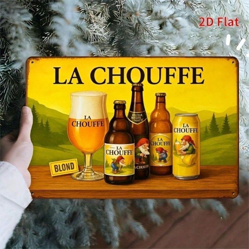 Винтажная металлическая вывеска пива La Chouffe 8x12 дюймов Декор для стены Металлический плакат