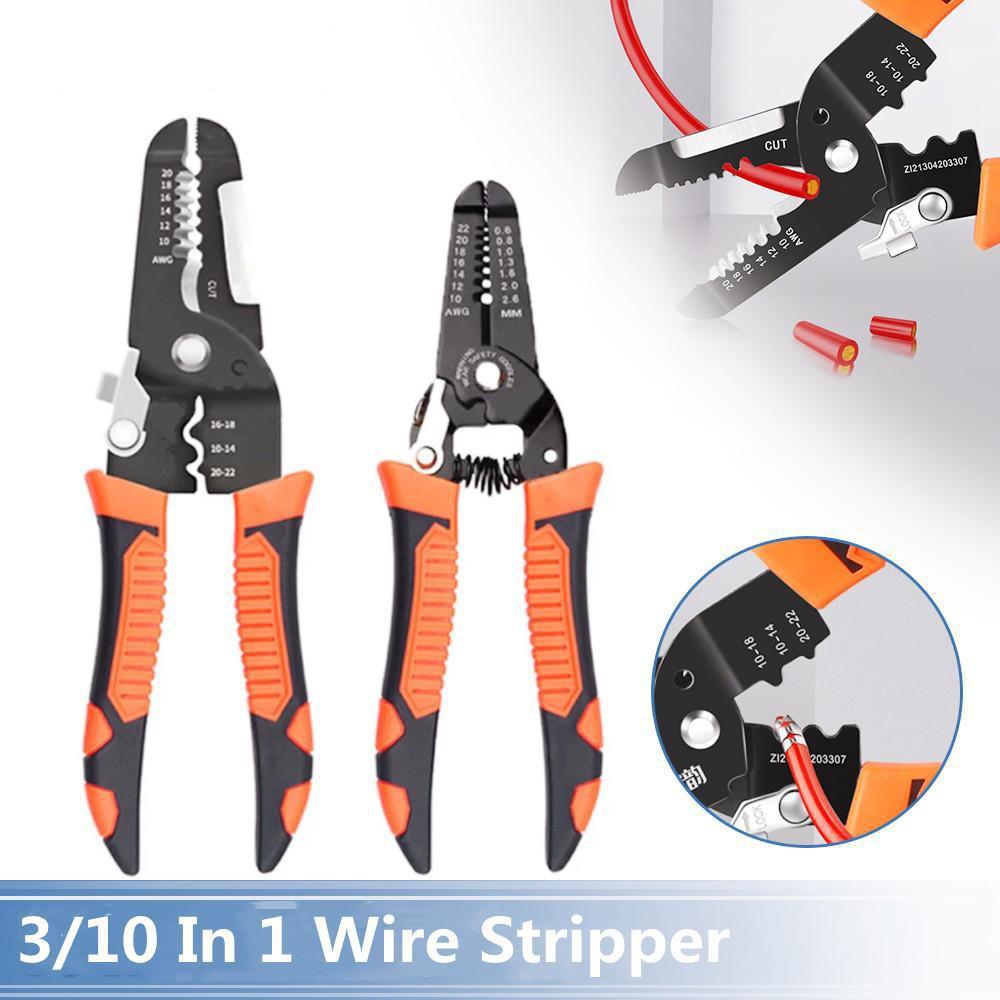 175/185mm Stripping Crimping Pliers Wire Stripper Multi Functional Ring Crimpper Electrician Peeling Network Cable Stripper Tools