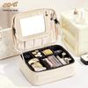 Складная шкатулка для хранения украшений и портативное светодиодное зеркало для макияжа с перегородкой