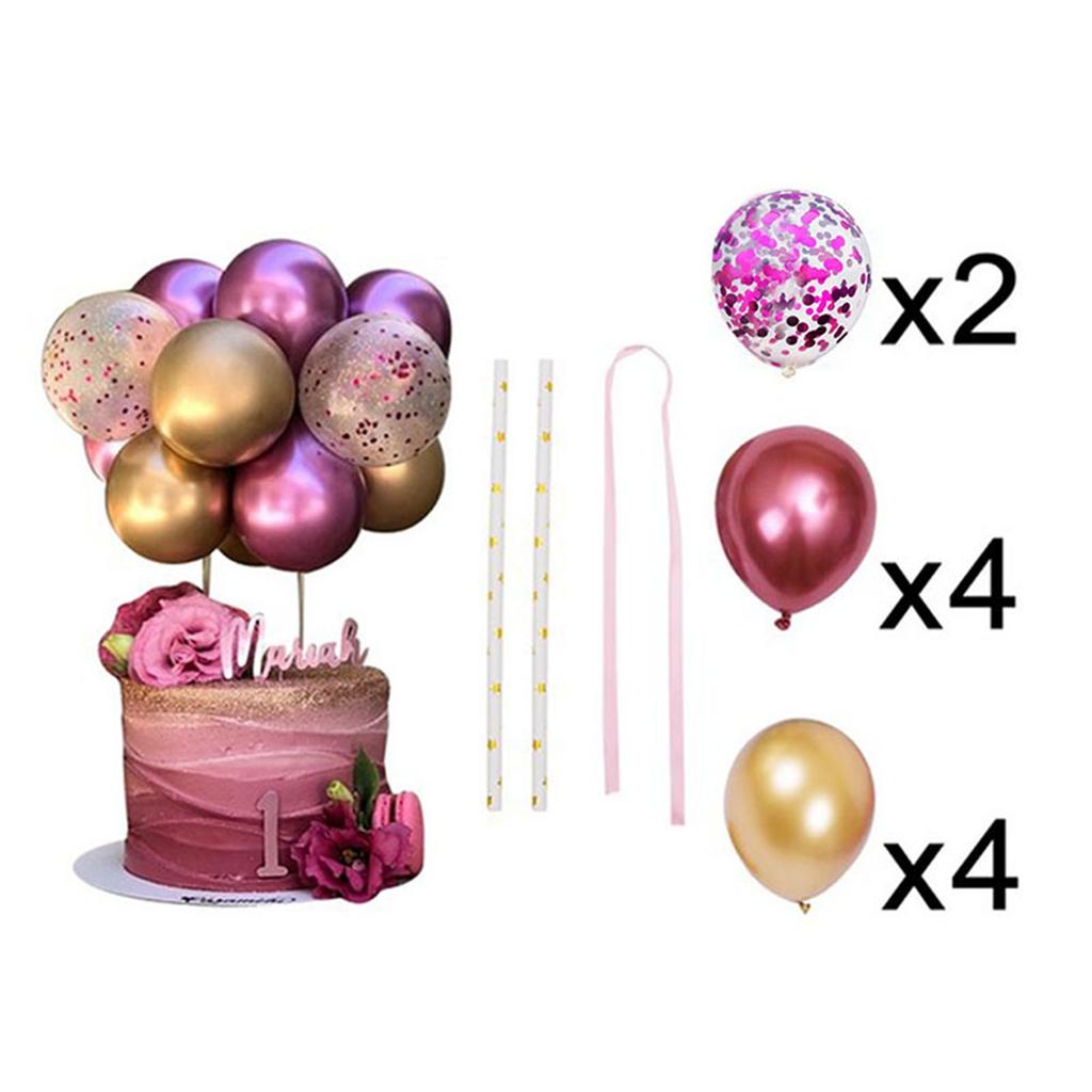 10pcs Latex  Cake Topper Metal Sequins Colorful Cake Decoration Birthday Wedding Party Decor Baby Shower Baking Supplies