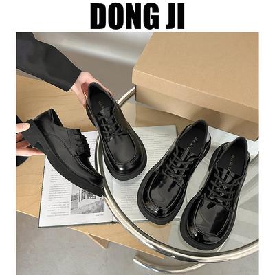 Женские лоферы на платформе 2024 новая летняя женская обувь черные туфли из маленькой кожи в британском стиле женские ретро туфли