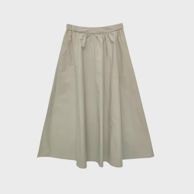 Новое поступление: Женская юбка А-силуэта с высокой талией из выстиранного хлопка - Свободная, повседневная, универсальная, в японском стиле, для весны и лета