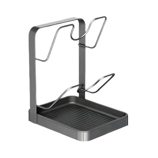 Держатель для крышек с поддоном для слива, U-образная конструкция канавки, углеродистая сталь, кухонный органайзер для посуды, поддон для капель, подставка для крышек