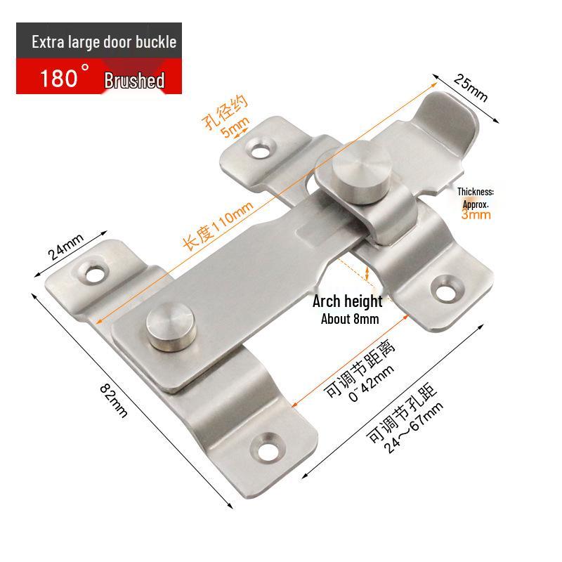 Нержавеющая сталь 90° Задвижка-шпингалет для раздвижных дверей для ванной комнаты и окон