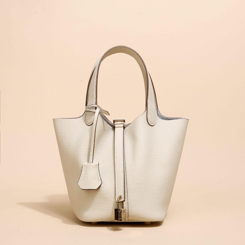 2024 Женская сумка-ведро из натуральной кожи с узором личи - Осенне-зимняя сумка-корзина для овощей