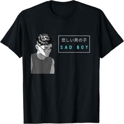 Грустный мальчик - vaporwave eboy 90s aesthetic ретро японская футболка