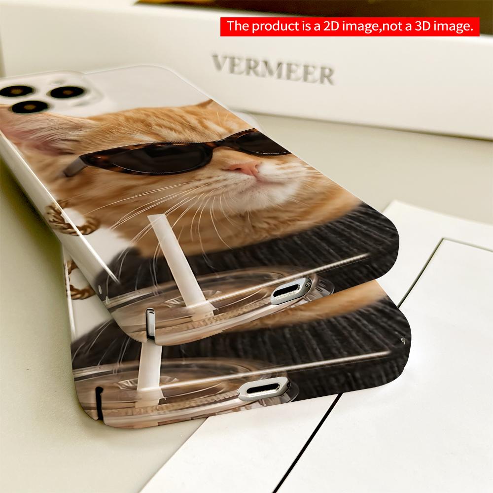 Sunglasses Cat with Drink Straws All inclusive film hard phone case, compatible with iPhone 18 Pro Max 17 16 15 14 13 12 11
