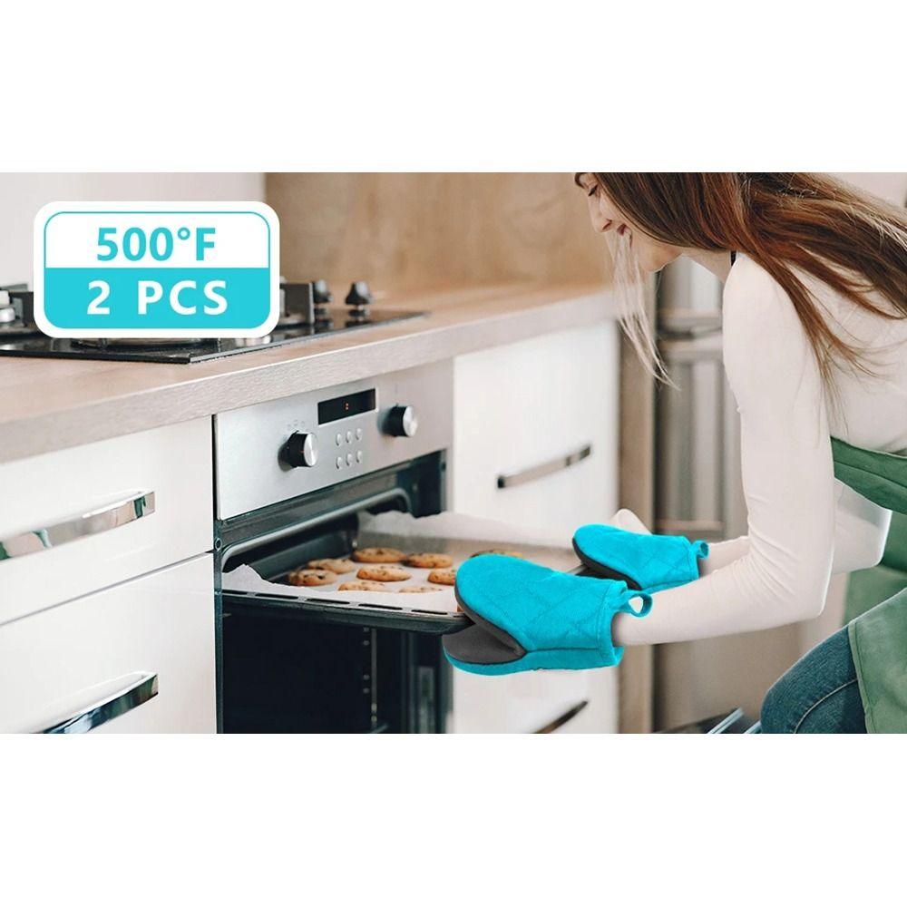 1Pair with Non-Slip Grip Surfaces Kitchen Oven Gloves Microwave Oven Gloves for BBQ Baking Cooking