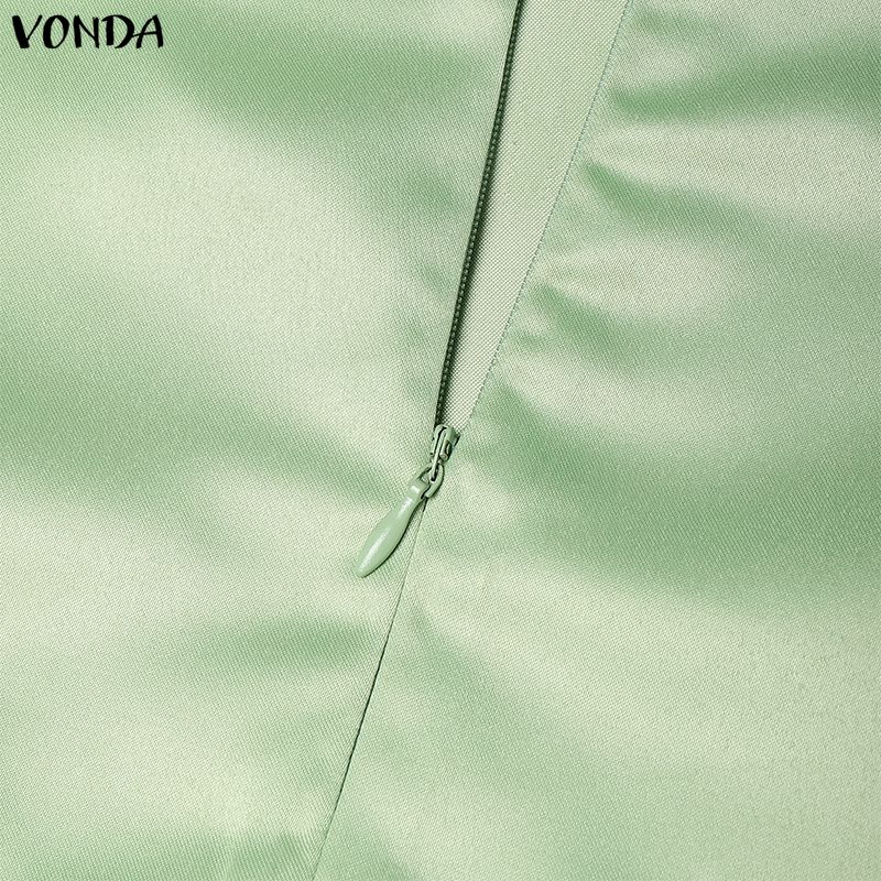 VONDA Женские тонкие повседневные юбки-платья с молнией сзади, на талии, гладкие, с оборками, асимметричные