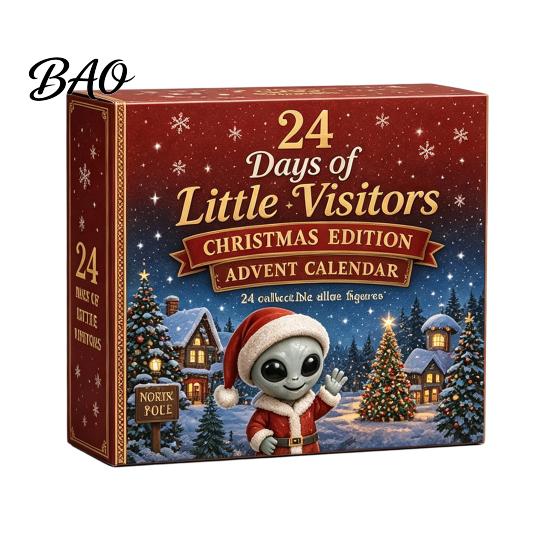Holiday Countdown Calendar with Ornaments 2026 Spirit Advent Calendar, 24-Day Mini Figure Set, Elf Alien Miniature Figures Fairy Christmas Ornament