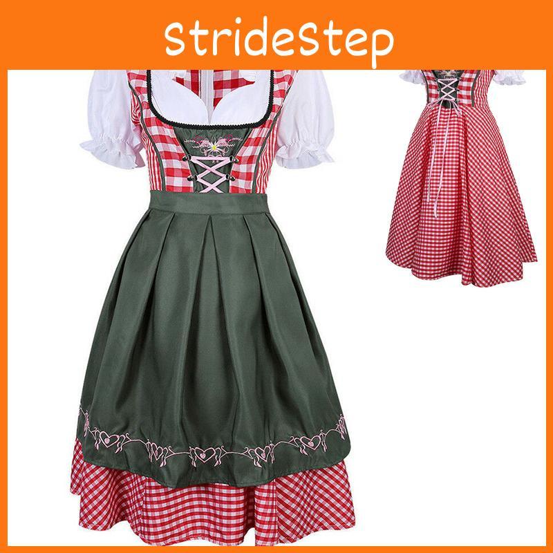 Authentic German Bavarian Ethnic Dirndl Beer Costume With A V-neck Design