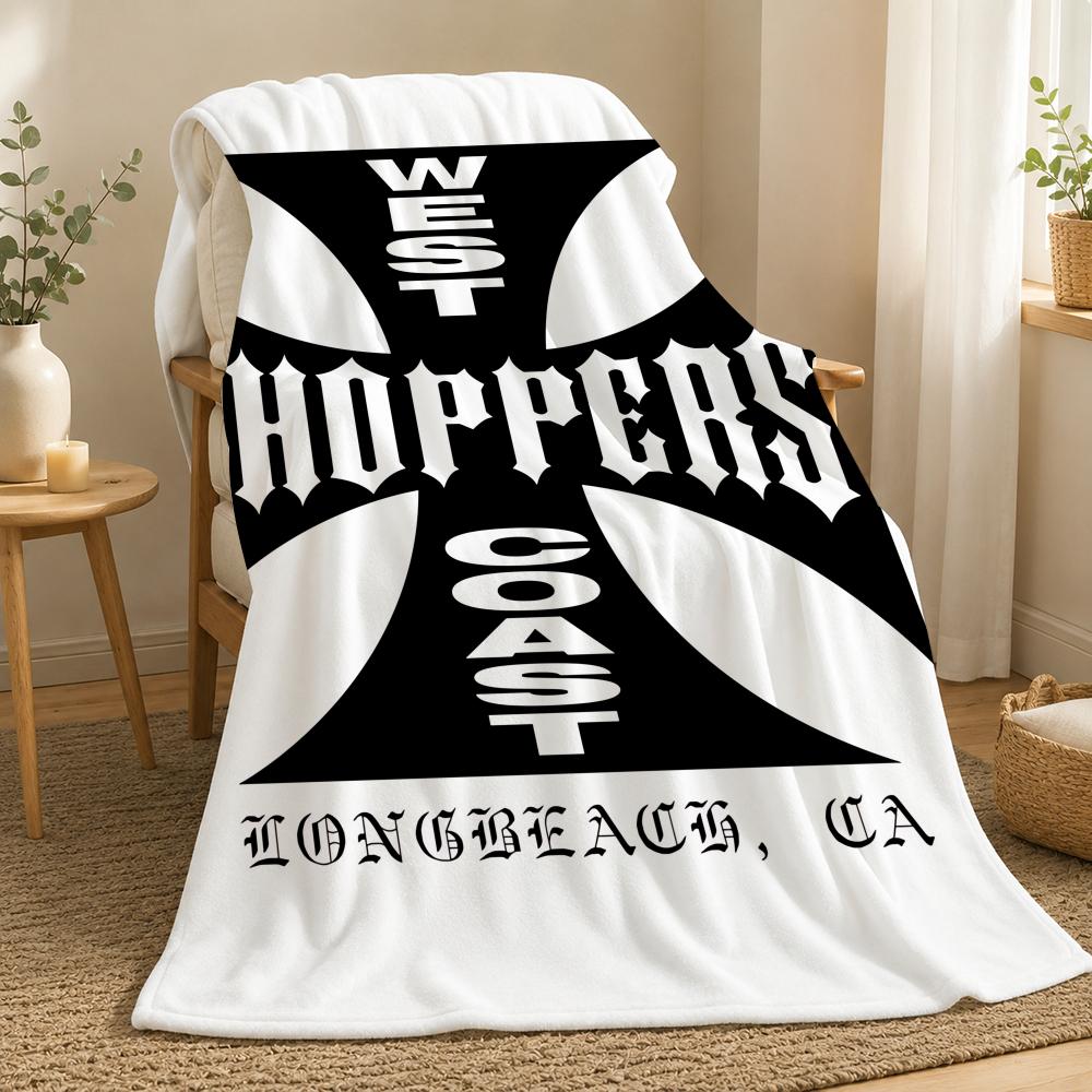 Модный плед West Coast Choppers, 240 г/м², фланелевый, подходит для диванов, кроватей, офисов, Изысканный подарочный плед