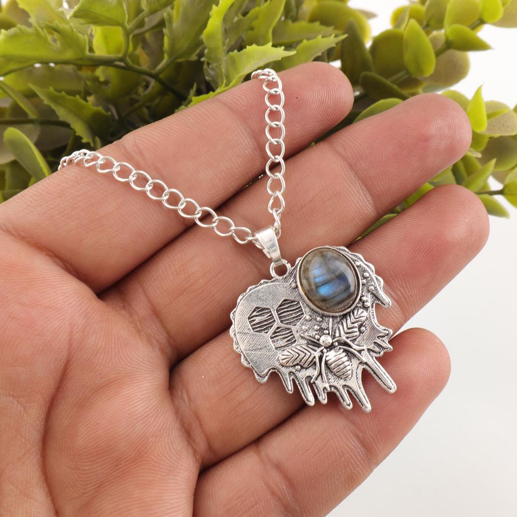 Labradorite Gemstone 925 Sterling Silver Handmade Unique Jewelry Pendant