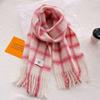 Rainbow Wool Plaid Scarf Women's Winter Imitation Cashmere Red Fringed Wool Shawl Thickened Scarf