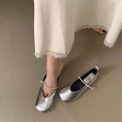 Поздний вечерний бриз нежные туфли-лодочки с неглубоким вырезом и ремешком в стиле Мэри Джейн женские 2025 новая корейская версия туфли бабушки плоские туфли