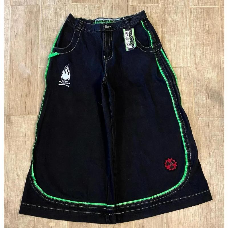 Американские ретро-принты с черепами, выстиранные джинсы High Street для мужчин и женщин, повседневные прямые свободные и универсальные брюки широкого кроя