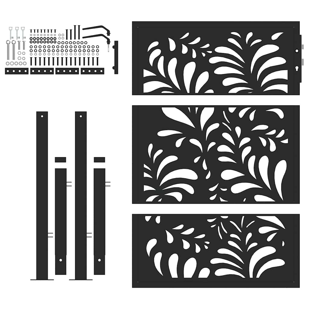 Garden Gate Black 100 x 125 cm Steel Wavy Design