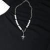 Sweet And Cool Diamond Star Cross Necklace For Men And Women Light Luxury Niche High-End Bead Clavicle Chain