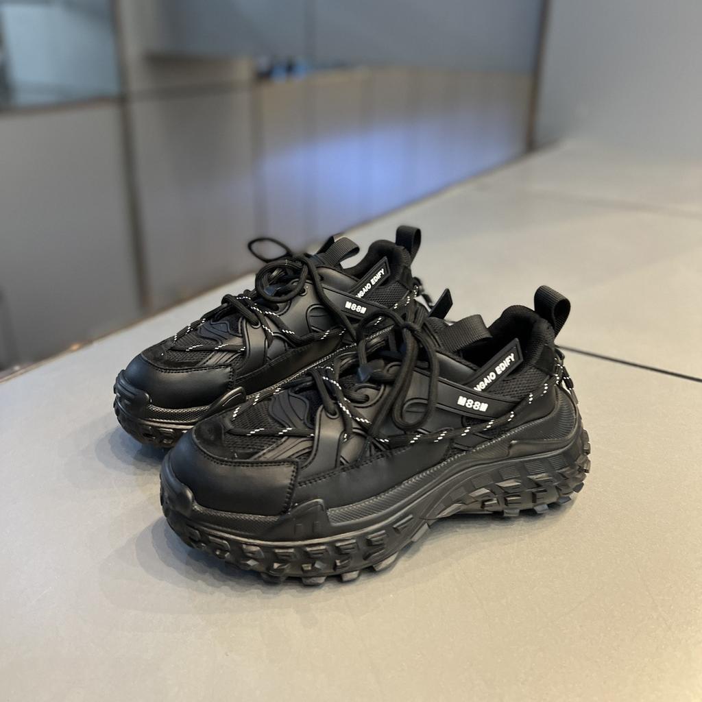 Ретро-спортивные туфли на платформе для отдыха на шинах, высота каблука средняя, 3–5 см, сетчатые кроссовки 2024 года, новая мода, осень и зима