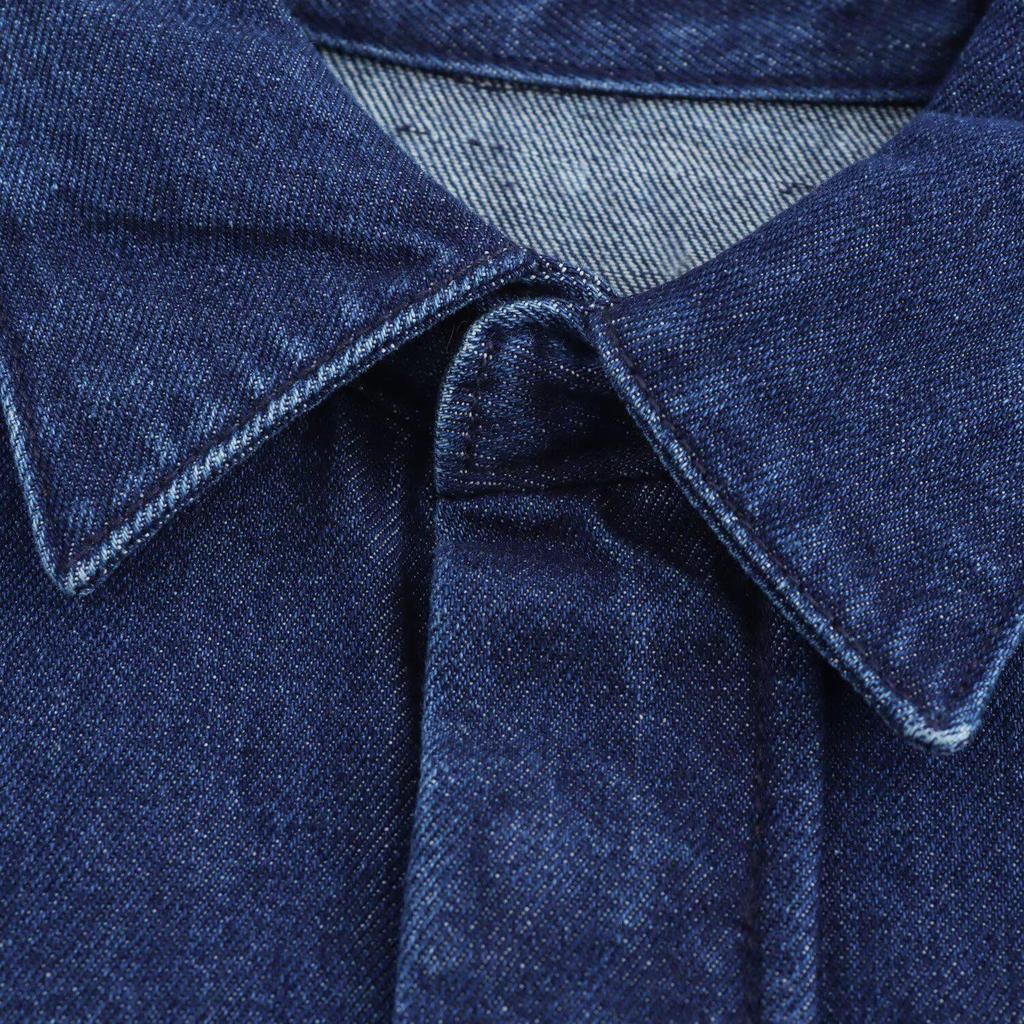 Women's Spring 2025 POLO Collar Denim Belted Lapel Dress