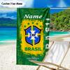 Custom Name Beach Towel Brazilian Football Championship Beach Towel, Suitable for Camping, Travel, Beach Accessories, Super Absorbent, Family Gift