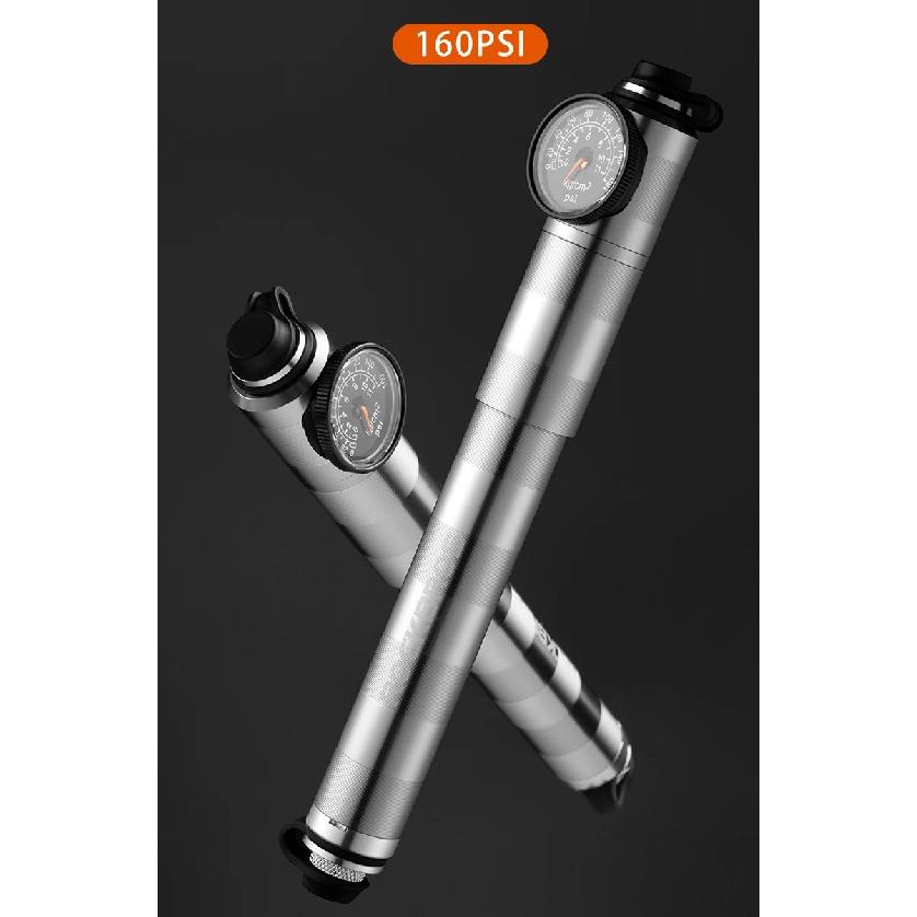 ROCKBROS 160psi Велосипедный насос Алюминиевый сплав ЧПУ Ручной насос для накачки шин Барометр Клапан AV/FV Ультралегкий Портативный велосипедный насос