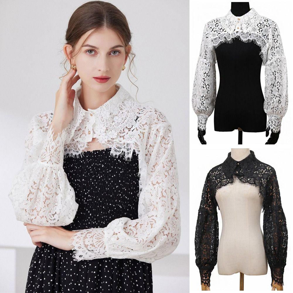 Hollow Out Lace Fake Collar Cape Flower Scarves Elegant Short Small Shirt Female