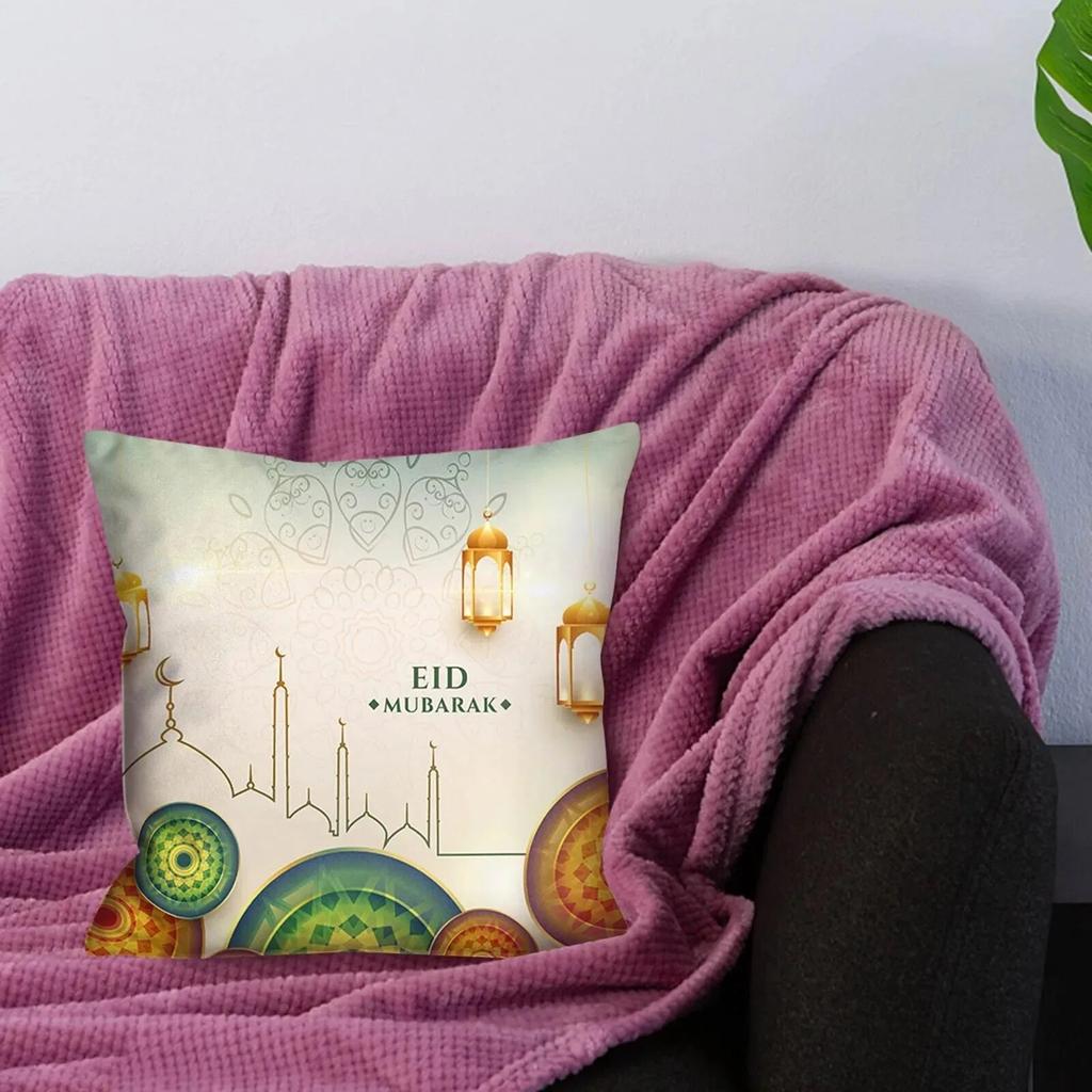 Ramadhan Decoration Eid Decorative Pillowcases Sofa Cushion Covers Bed Pillowcases Polyester Pillowcases Muslim Home Decor