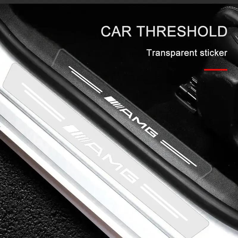 AABIG1 4PCS Car Threshold Protector Transparent Decorative Badge Sticker For Mercedes Benz E260 E200 E300 W205 W212 W166 W176 W242