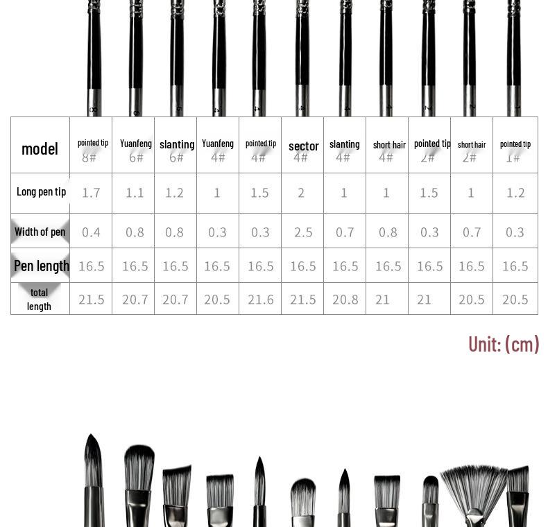 Набор из 24 нейлоновых кистей для рисования с холщовым скручивающимся чехлом для гуаши, акварели и масляной живописи
