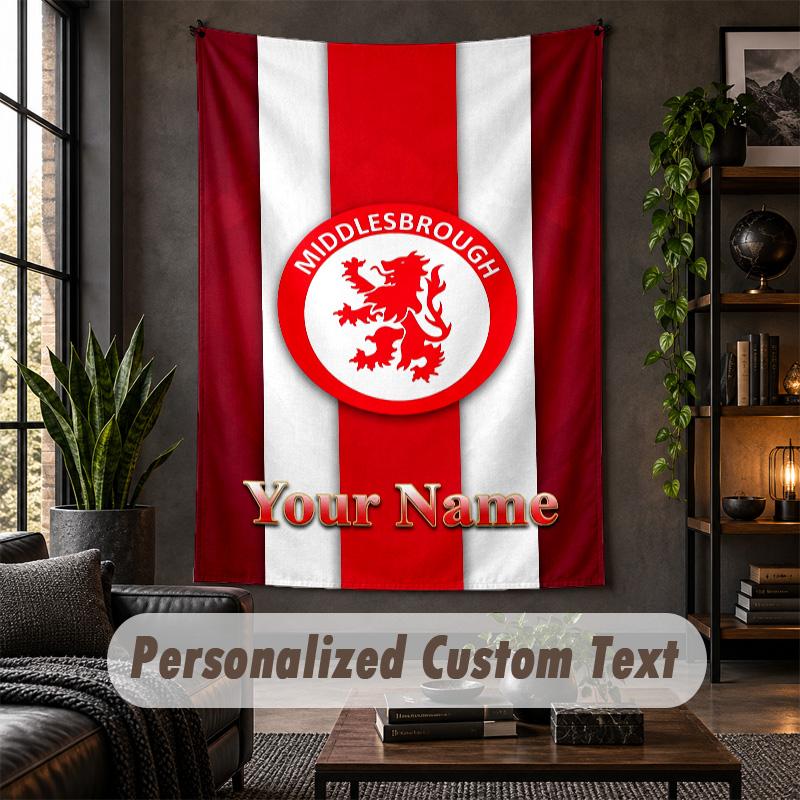 Персонализированный настенный гобелен, Middlesbrough FC, индивидуальный текст, настенное искусство из мягкой ткани для интерьера