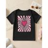 European sizes Summer Fashion Girls' Short-Sleeve T-Shirt with Heart Cartoon Pattern Double-Sided Print, Casual and Versatile Top