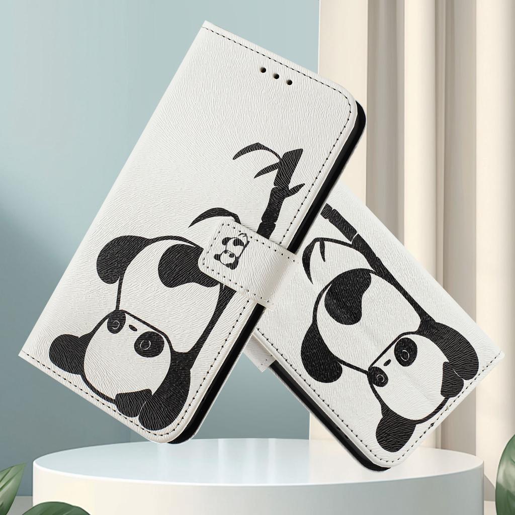 Cute Panda Luxury Painted Leather Case Wallet PU Leather Book Style Cover for Samsung Galaxy S21 S22 S23 S24,Note10 Note20,A13 A15 A16 A06 A54...