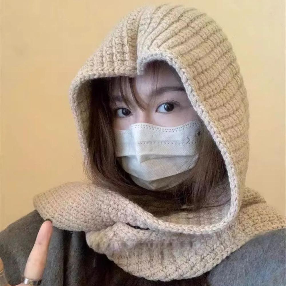 Triangular Knitted Hooded Caps Soft Winter Neckerchief Hat Neck Collar Beanies Caps  Unisex