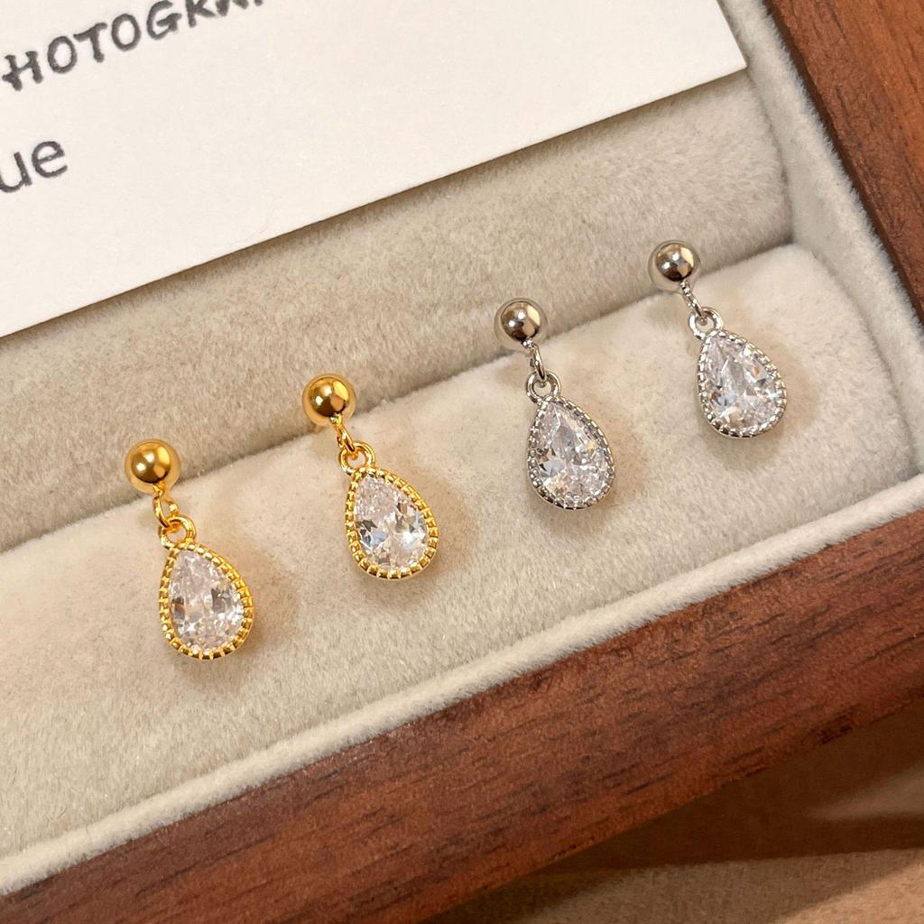 Серьги-подвески из стерлингового серебра S925 с покрытием 18 карат золотом, с цирконами в форме капли - Женские высококачественные серьги-подвески с изысканным дизайном