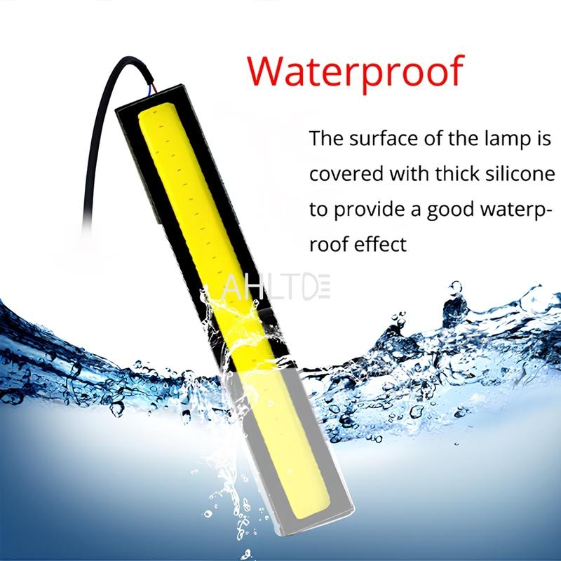 1pcs Car Led 14cm 17cm 1Row COB Fog Lantern Daytime Running turn Signal Light Auto Waterproof Brake License Plate Lamp Bar 12V