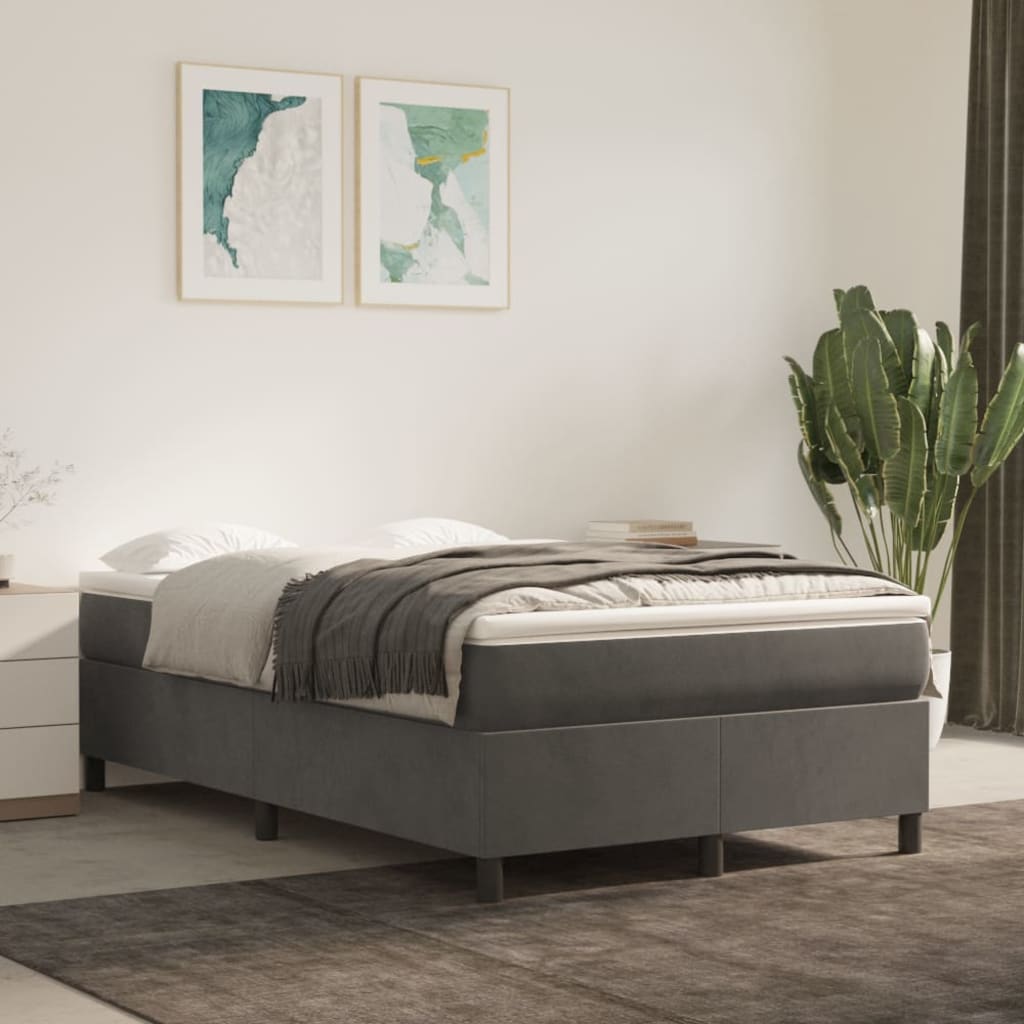 Box Spring Bed Frame Dark Grey 120 x 200 cm Velvet