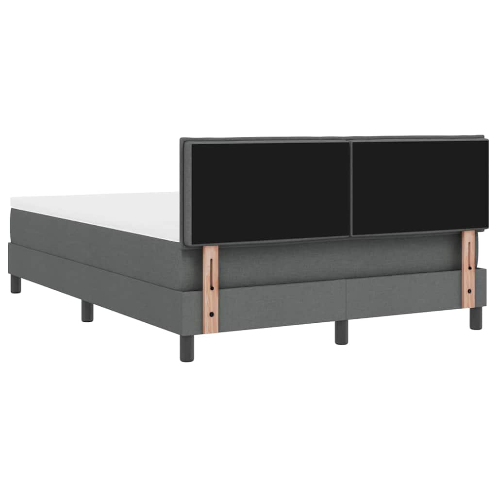 Box Spring Bed with Headboard Dark Grey 140 x 190 cm Fabric